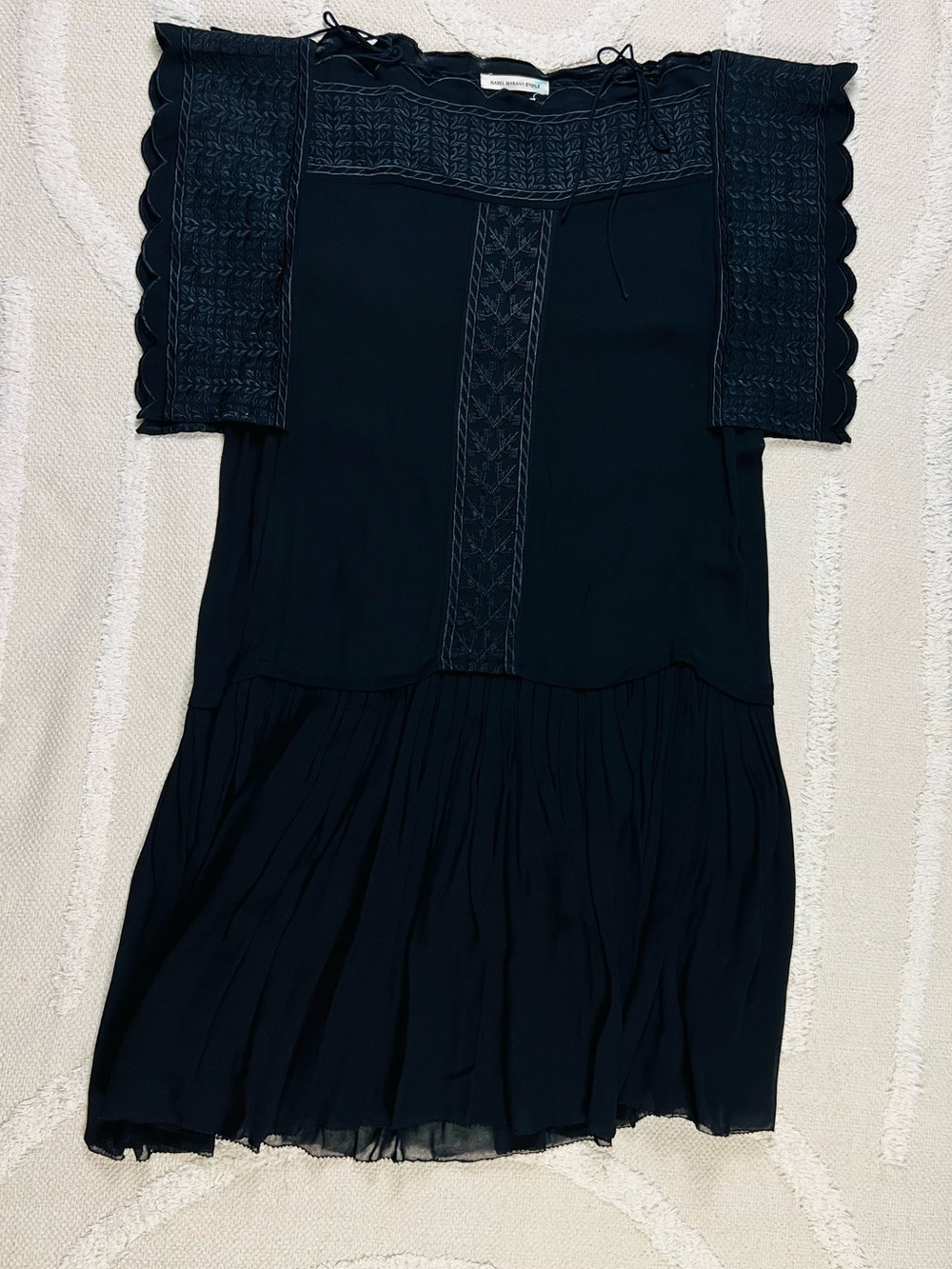 Isabel Marant Étoile Sheer Embroidered Georgette Mini Dress – Black – Size M